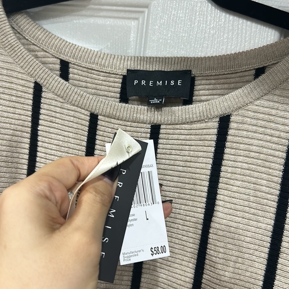 Premise Tan and Black Stripe Sweater - Picture 2 of 3